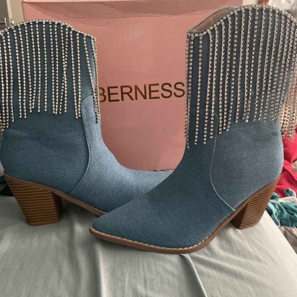 Denim boots